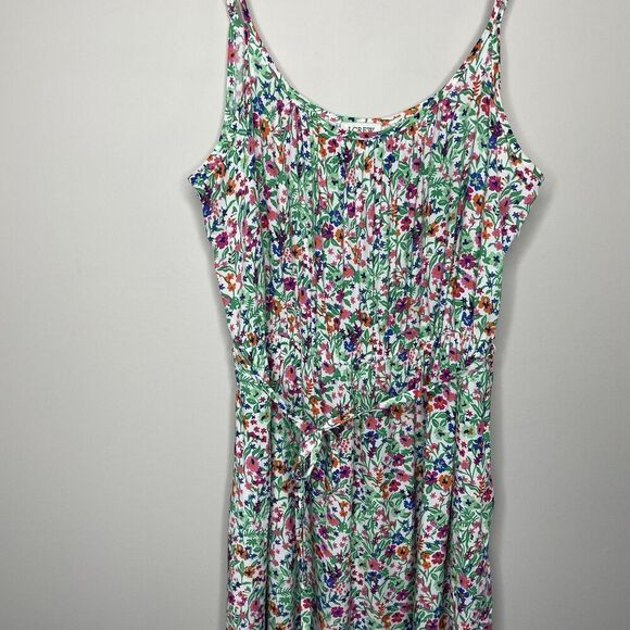 J.CREW Midi Dress Women 4 Floral Ruffle Curved Hem Tie-Waist Viscose BI399 - Picture 6 of 15